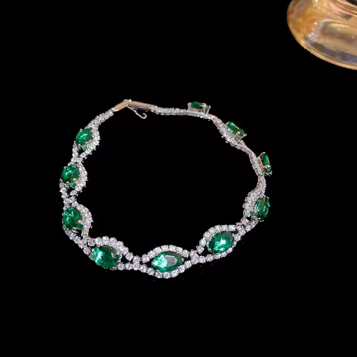 Zircon Green & Silver Bracelet | Premium Good |