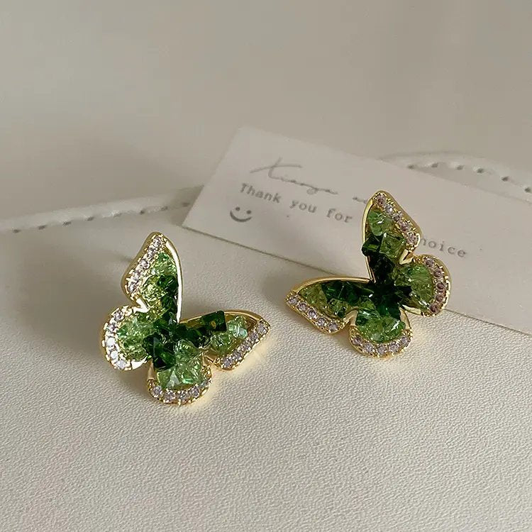 Explosions Pearl Green Butterfly Earrings