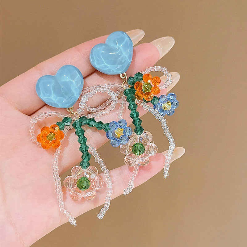 Handmade Y2k Resin Blue Heart Bead Earrings |Handmade| Premium Good