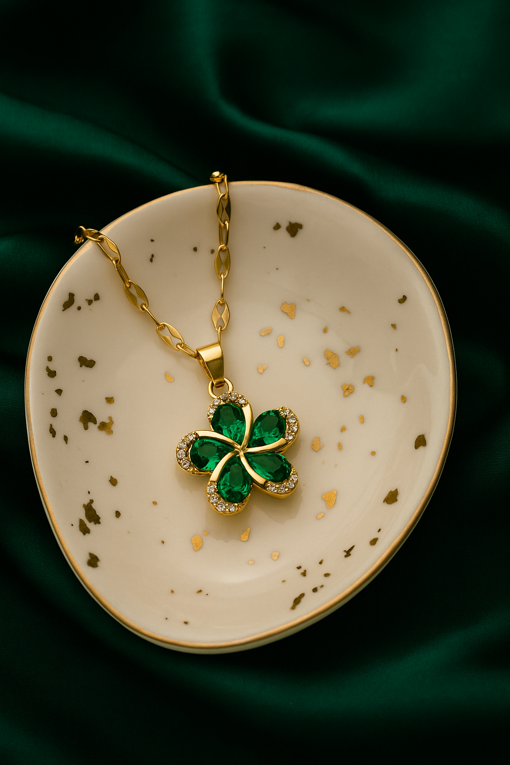 Green Flower Necklace – Stainless Steel