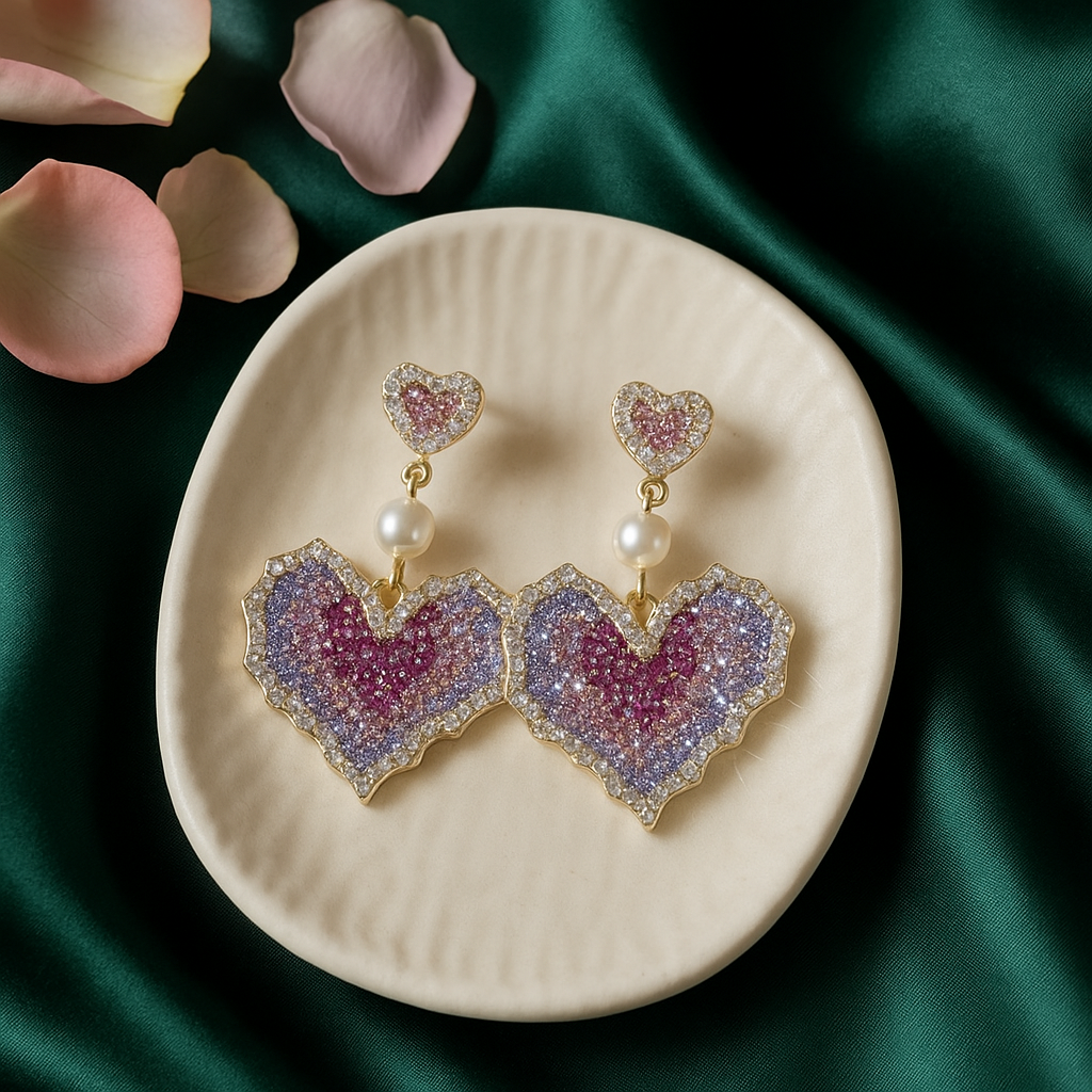 Khas Premium Zircon Water Drop Flower Earrings