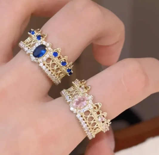 Crown Open Ring Gemstone Zirconia Luxury