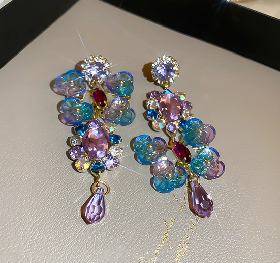 Flower-Butterfly Drop Earrings Ear Studs