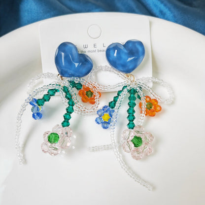 Handmade Y2k Resin Blue Heart Bead Earrings |Handmade| Premium Good