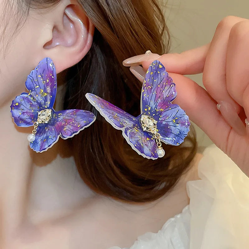 Korean Purple Butterfly Earrings –925 Sterling Silver | Premium Good |