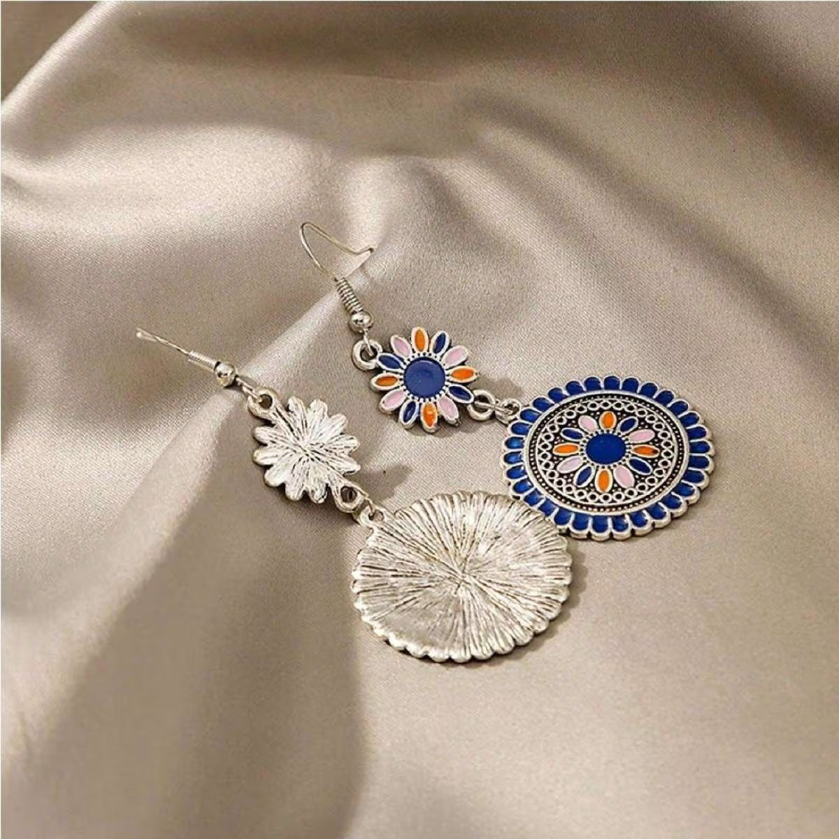 Ethnic Glazed Flower Earrings