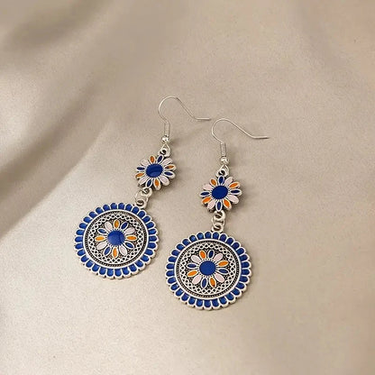 Ethnic Glazed Flower Earrings