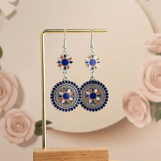 Ethnic Glazed Flower Earrings