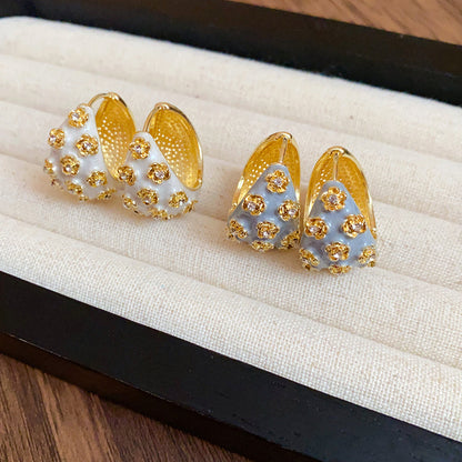 French Style Drip Gold & Grey Earrings