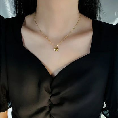 Heart Titanium Steel -Gold Snake Chain Necklace