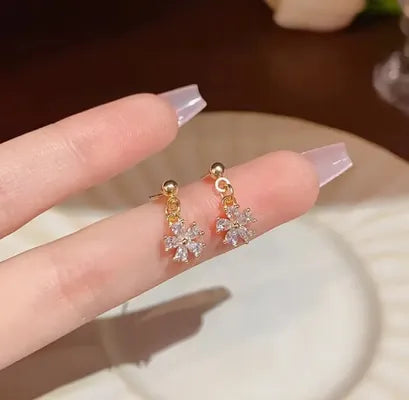 Minimalistic Flower Rhinestones Women's Earrings