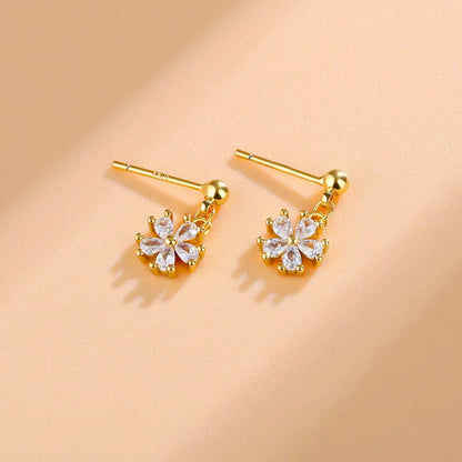 Minimalistic Flower Rhinestones Women's Earrings