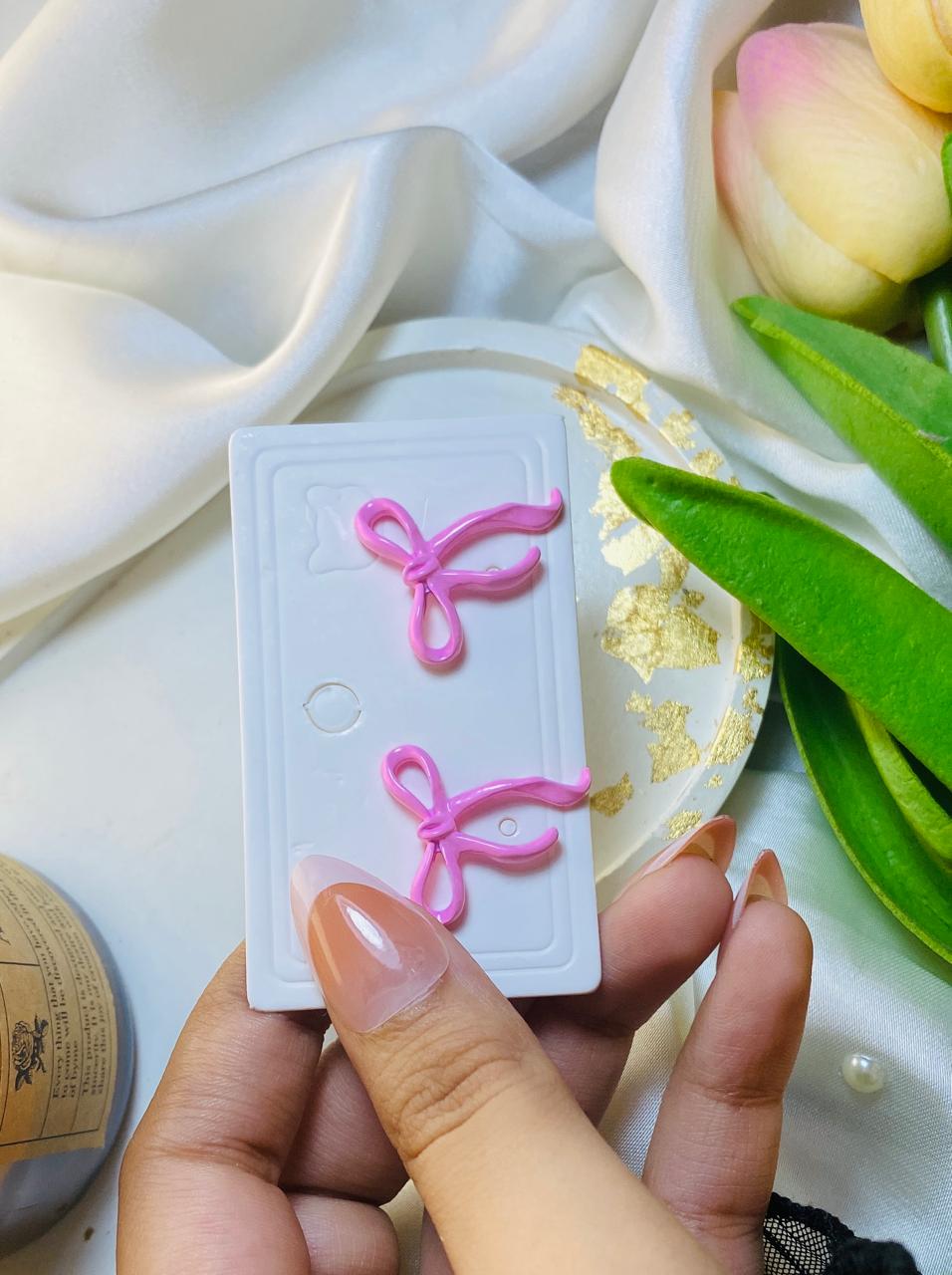 Pink Pookie Bow' Khas Studs | Premium Goods|