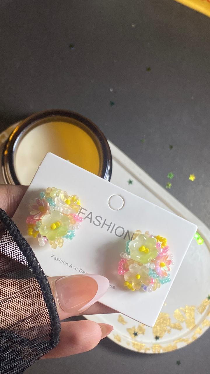 Spring Multi Bead Ear Stud | Hand Made| Premium Good