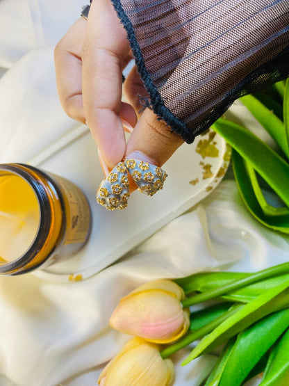 French Style Drip Gold & Grey Earrings