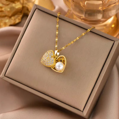 Open Heart-Pearl Gold Plated & 304 Stainless Steel| Premium Good|