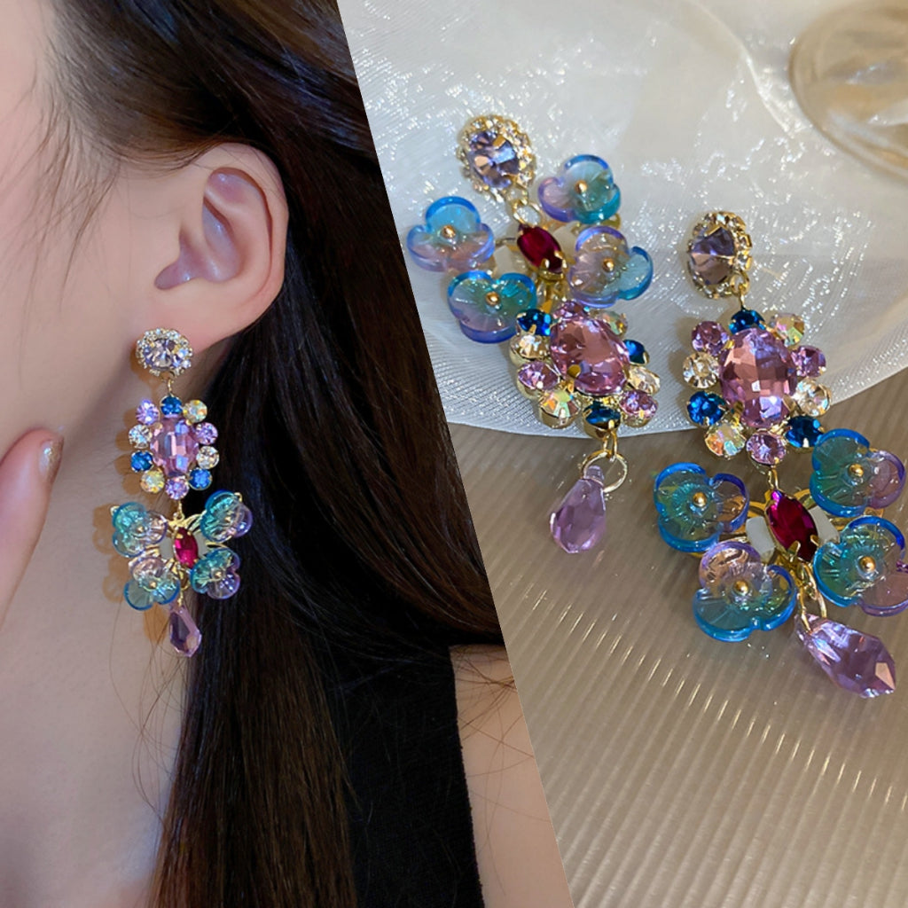 Flower-Butterfly Drop Earrings Ear Studs