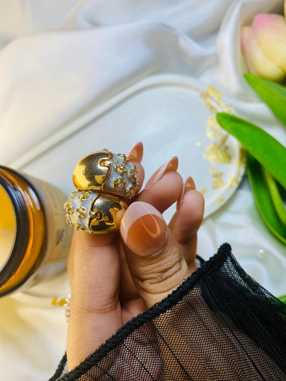 French Style Drip Gold & Grey Earrings