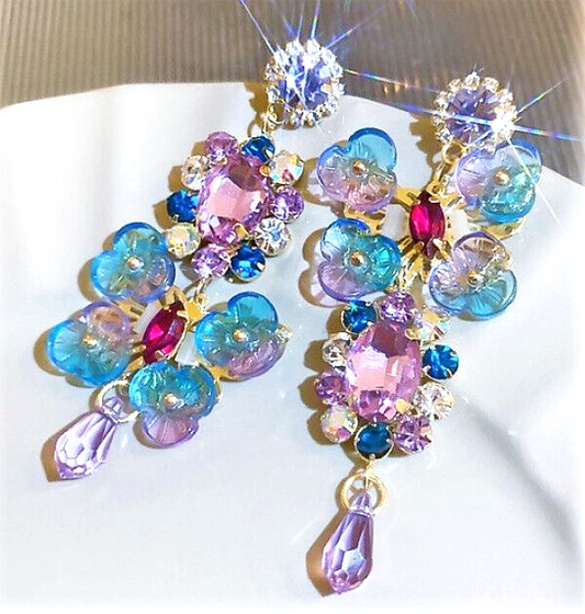 Flower-Butterfly Drop Earrings Ear Studs