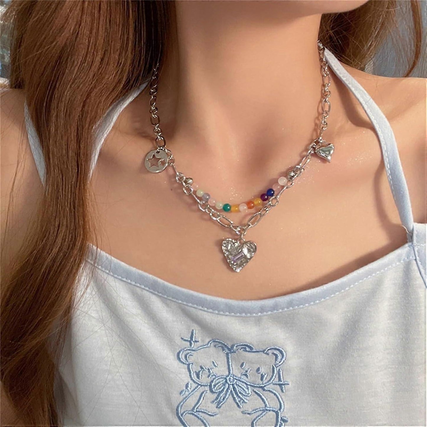 Multi Charms Kpop Silver  Necklace | Premium Good|