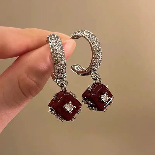 Cube Mahoran Earrings -Tassel Design