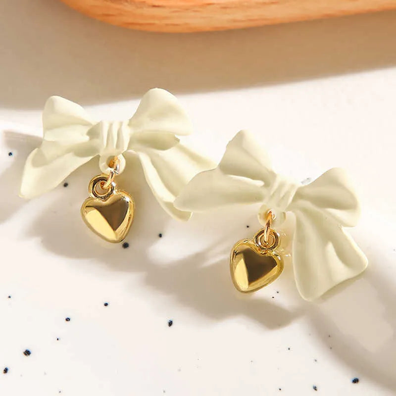 White Bow Earrings- High-Grade Light Luxury Stud