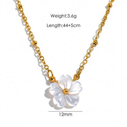 18K Gold White Flower Necklace- Real Gold-Plated Flower 304 Stainless Steel